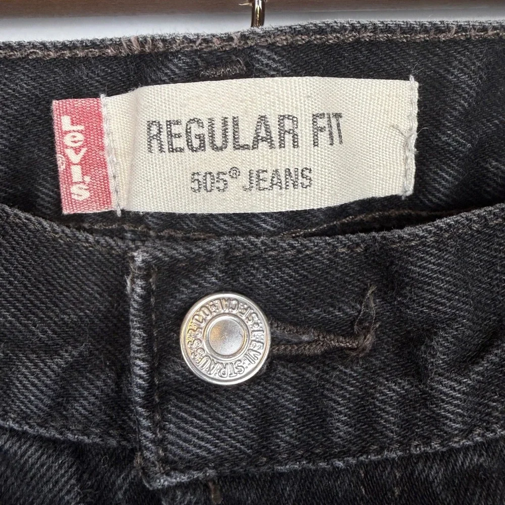 Levi's 505 Mens Regular Fit Black Jeans 38x32 (37x31) Straight Leg Denim Classic